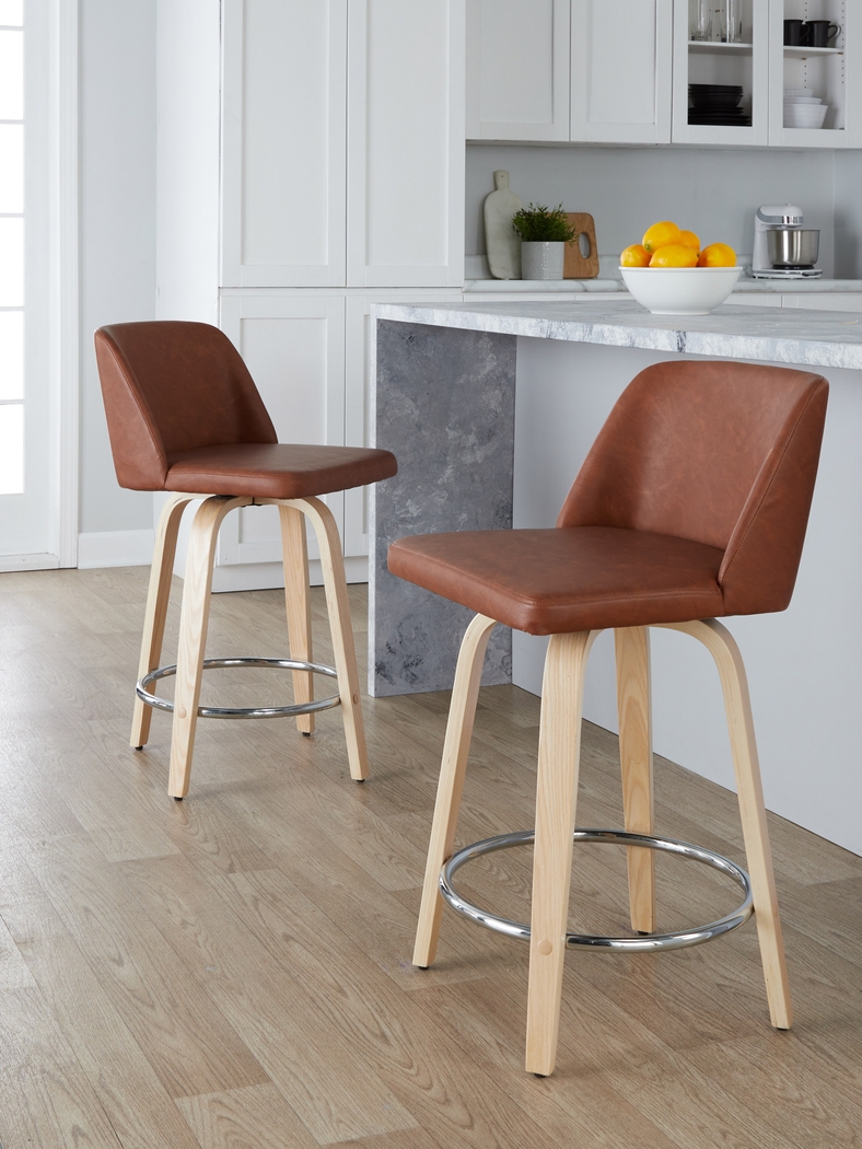 Wymering XVI Camel Swivel 24" Counter Height Stool, Set of 2 - Thumbnail - Image 4