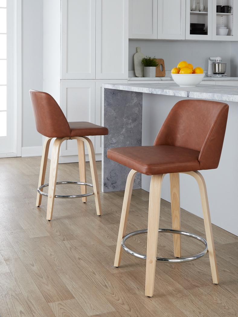 Wymering XVI Camel Swivel 24" Counter Height Stool, Set of 2 - Thumbnail - Image 5