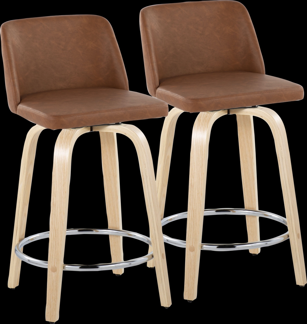 Wymering XVI Camel Swivel 24" Counter Height Stool, Set of 2 - Thumbnail - Image 1