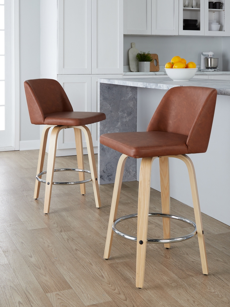 Wymering XVI Camel Swivel Counter Height Stool, Set of 2 - Thumbnail - Image 4
