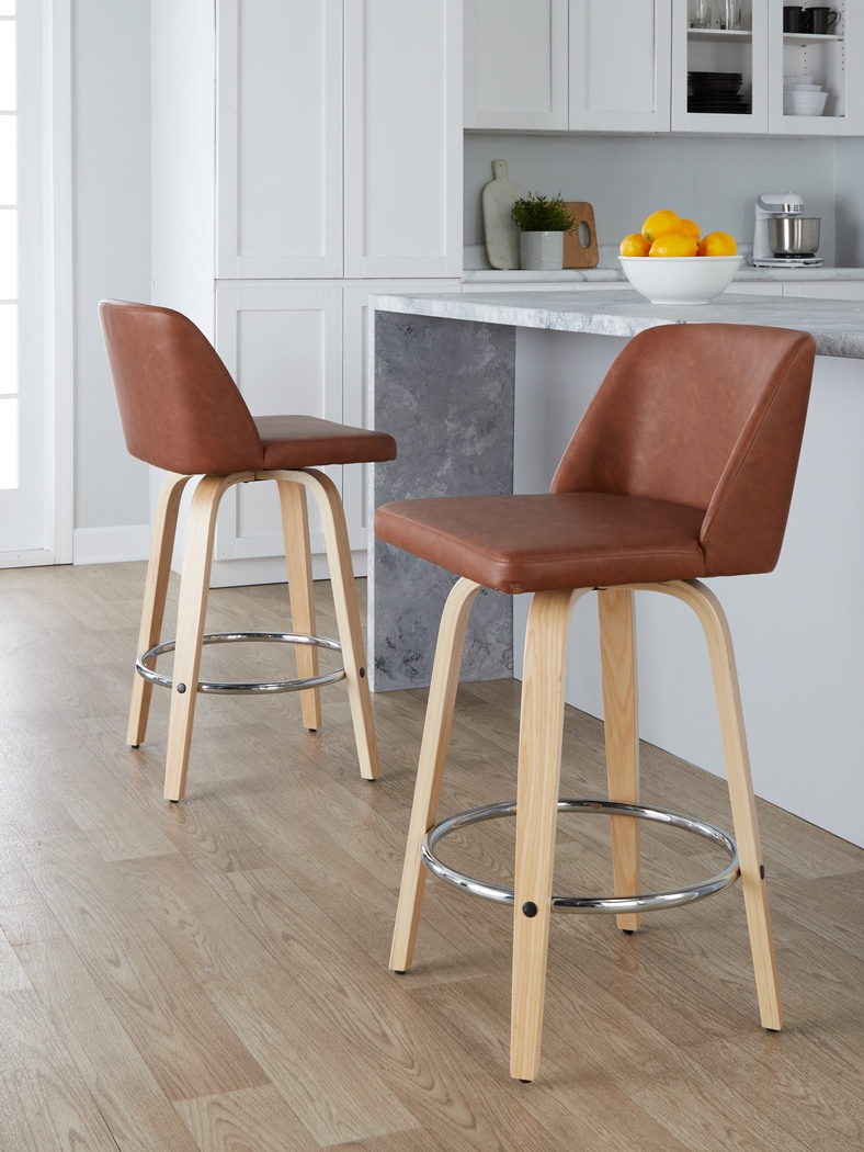 Wymering XVI Camel Swivel Counter Height Stool, Set of 2 - Thumbnail - Image 5