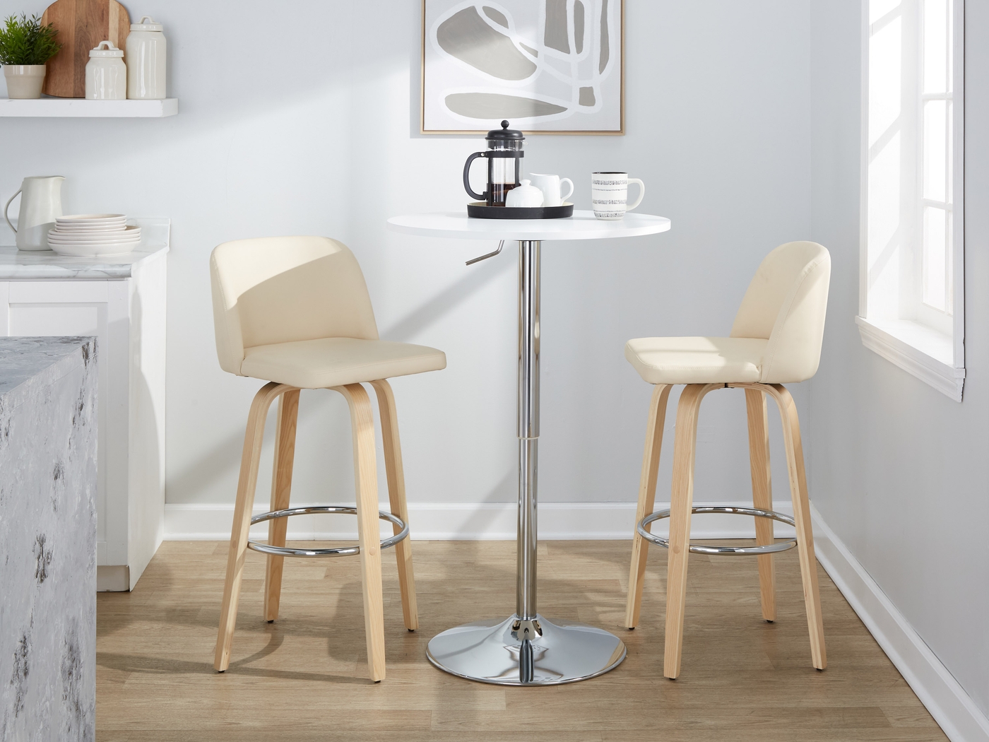 Wymering XVI Cream Swivel Barstool, Set of 2 - Thumbnail - Image 5