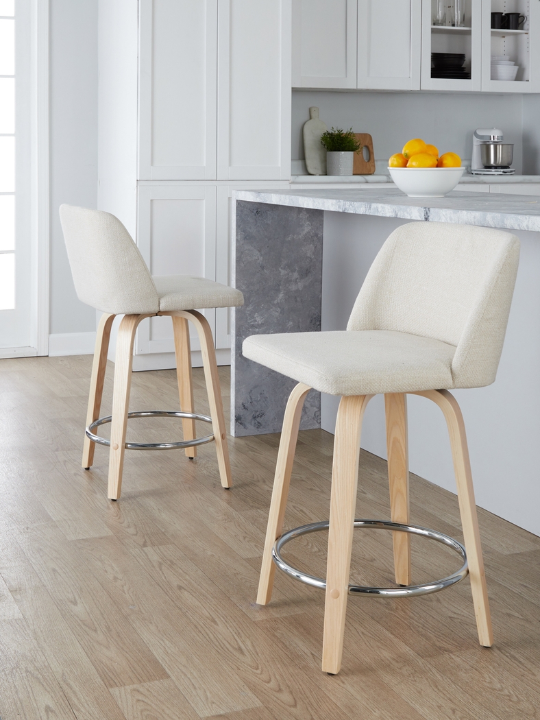 Wymering XVII Cream Swivel 24" Counter Height Stool, Set of 2 - Thumbnail - Image 6