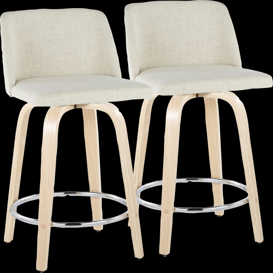 Wymering XVII Cream Swivel 24" Counter Height Stool, Set of 2 - Thumbnail - Image 1