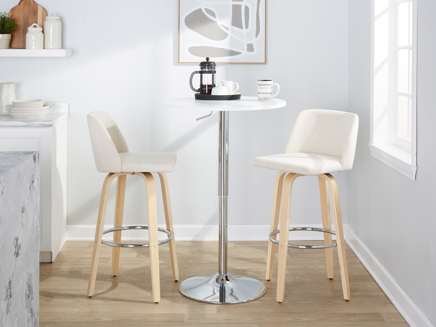 Wymering XVII Cream Swivel Barstool, Set of 2 - Thumbnail - Image 2