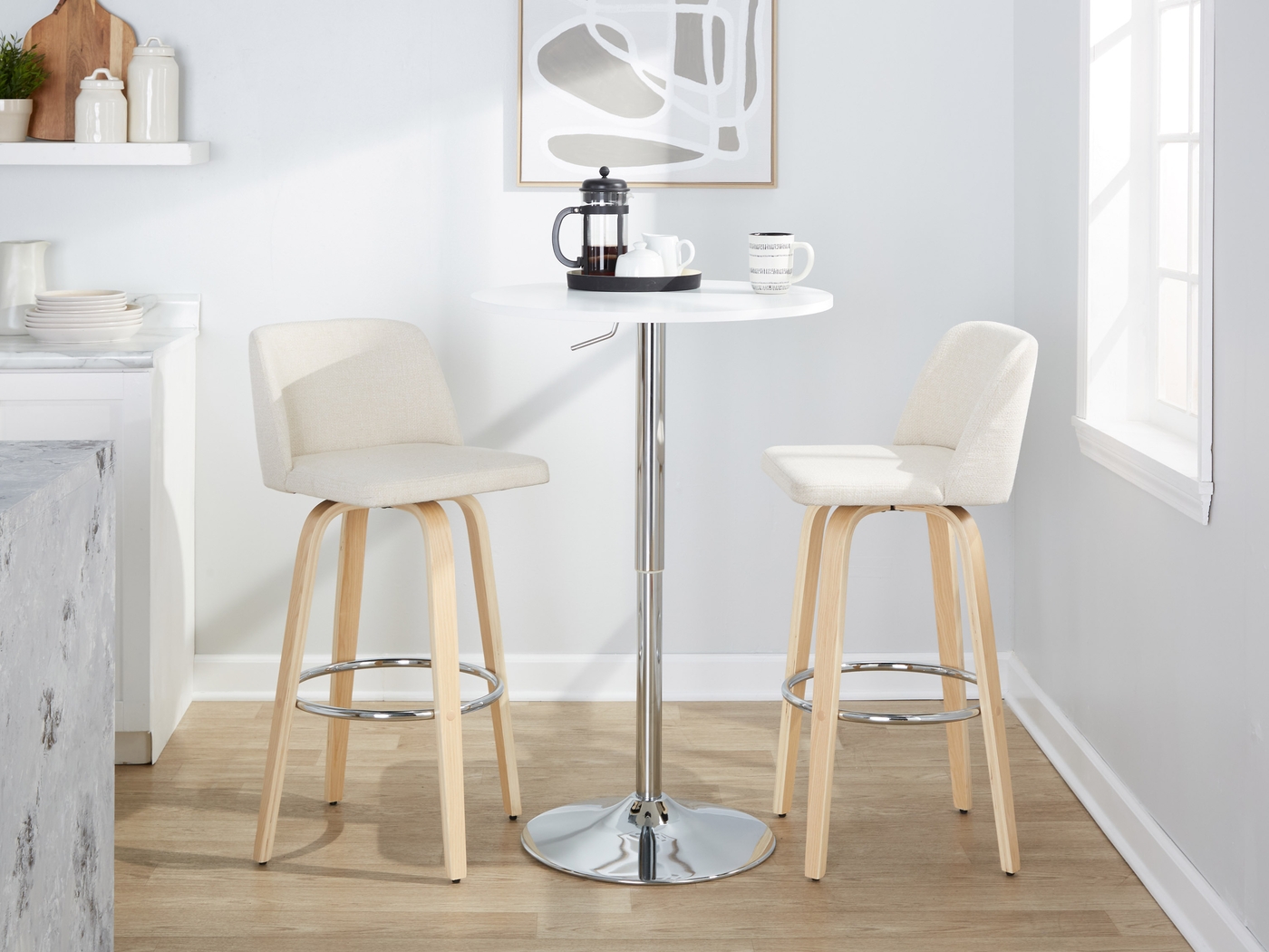Wymering XVII Cream Swivel Barstool, Set of 2 - Thumbnail - Image 3