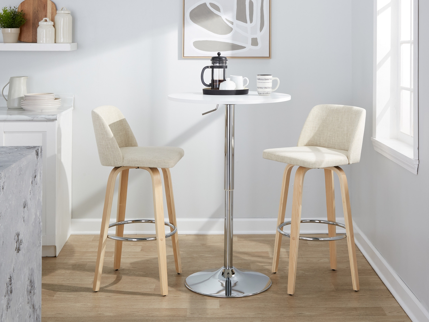 Wymering XVII Cream Swivel Barstool, Set of 2 - Thumbnail - Image 4