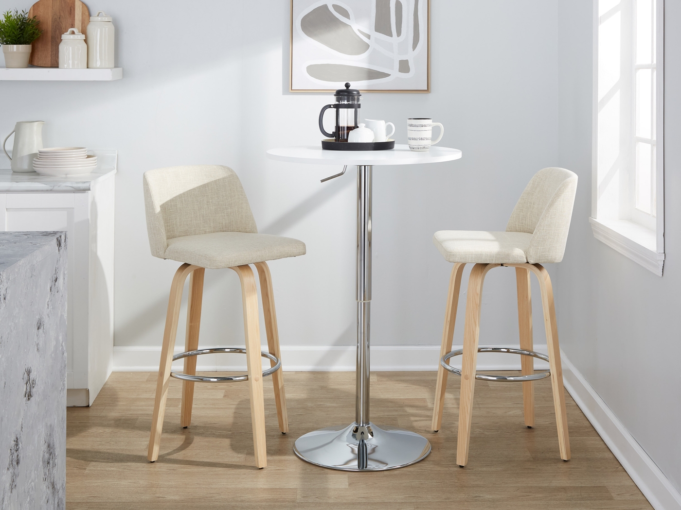 Wymering XVII Cream Swivel Barstool, Set of 2 - Thumbnail - Image 5