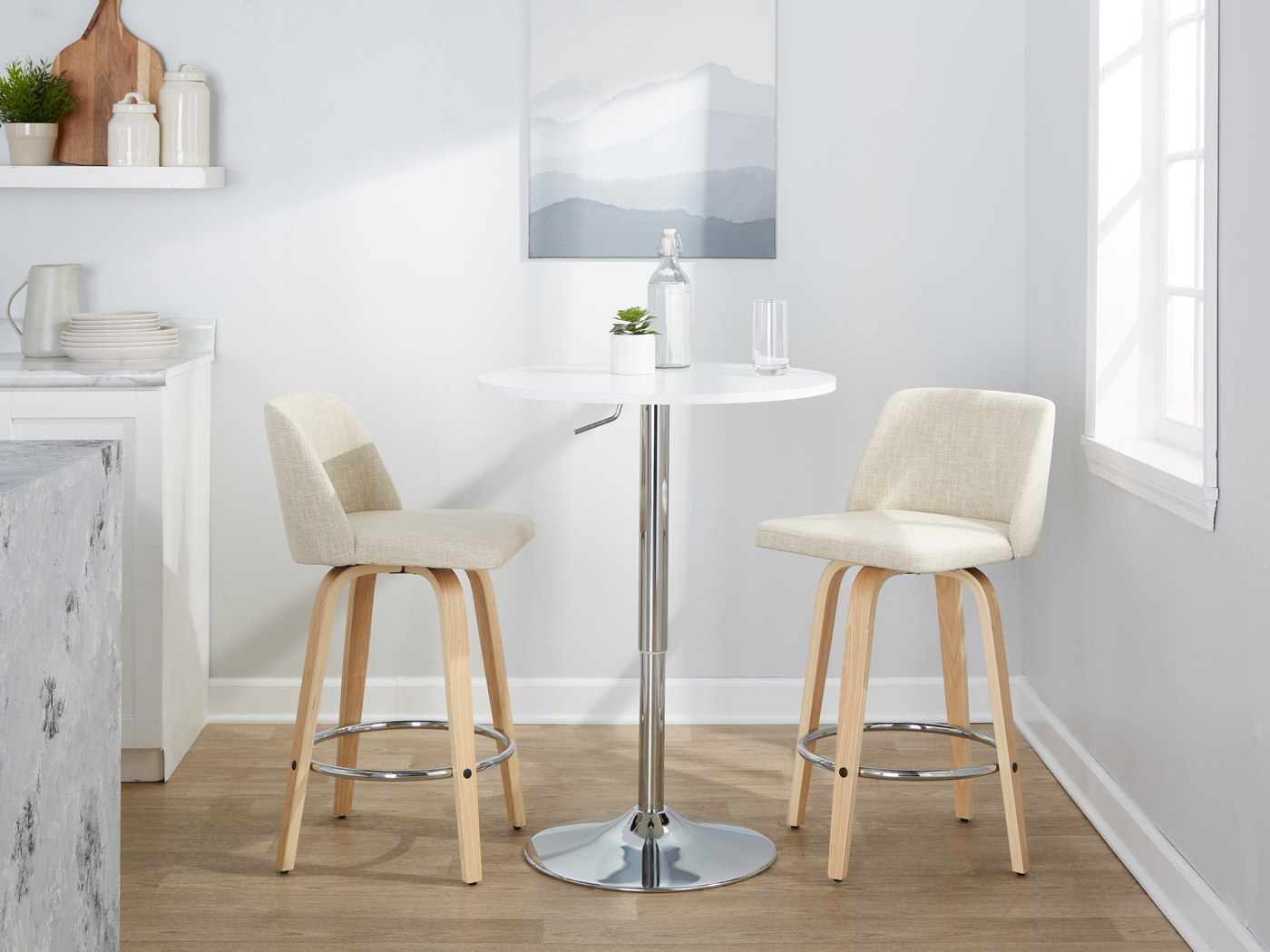 Wymering XVII Cream Swivel Counter Height Stool, Set of 2 - Thumbnail - Image 2