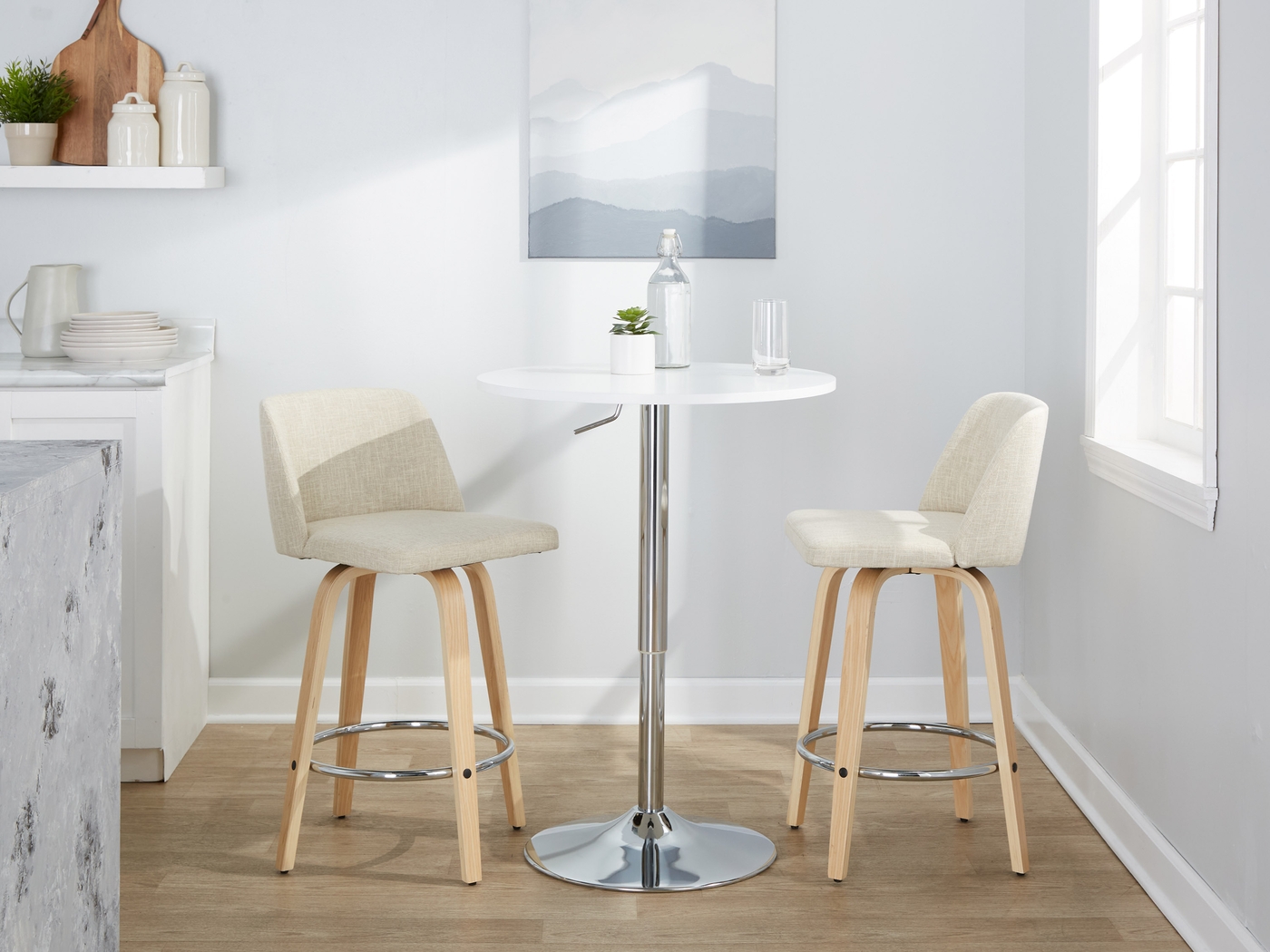 Wymering XVII Cream Swivel Counter Height Stool, Set of 2 - Thumbnail - Image 3