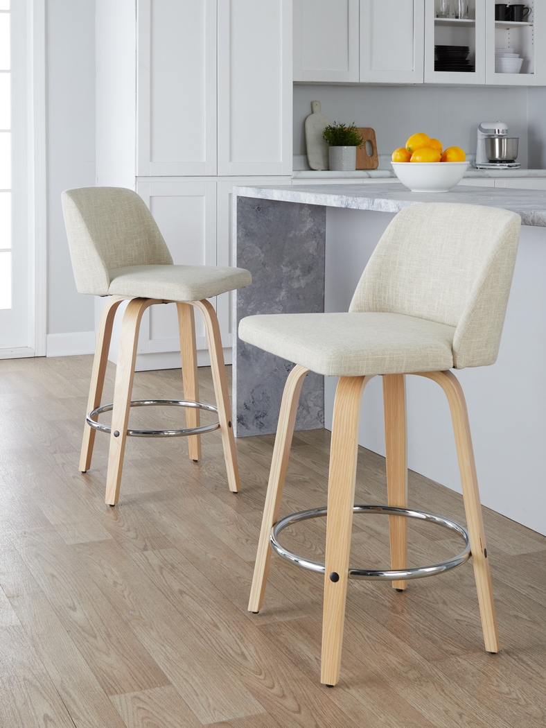 Wymering XVII Cream Swivel Counter Height Stool, Set of 2 - Thumbnail - Image 4