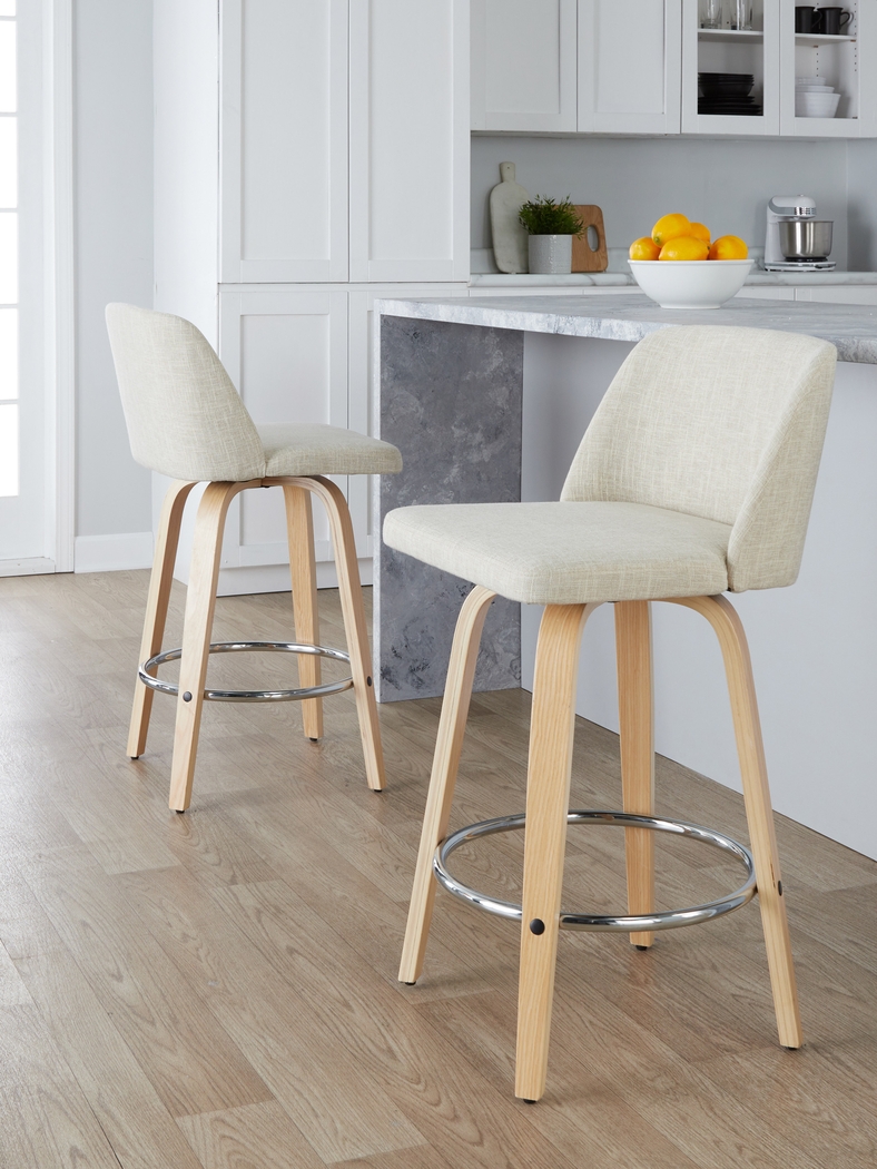 Wymering XVII Cream Swivel Counter Height Stool, Set of 2 - Thumbnail - Image 5