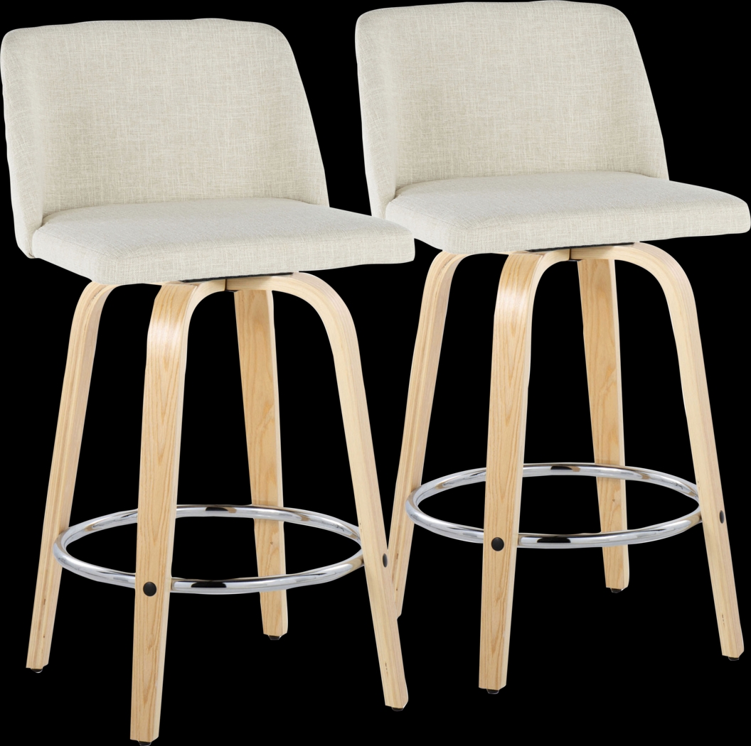 Wymering XVII Cream Swivel Counter Height Stool, Set of 2 - Thumbnail - Image 1