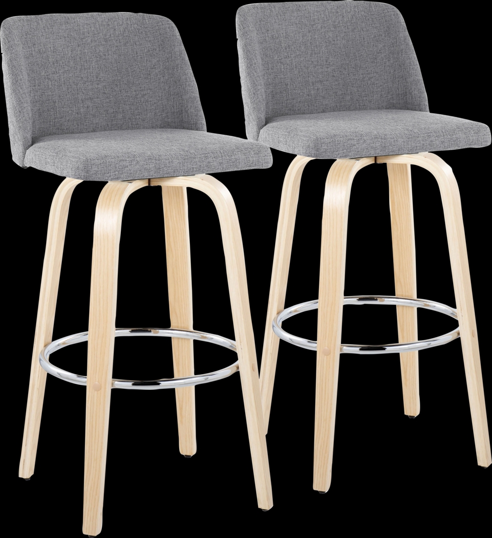 Wymering XVII Gray Swivel Barstool, Set of 2 - Thumbnail - Image 1