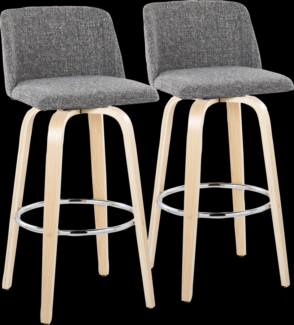 Wymering XVII Gray Swivel Barstool, Set of 2 - Thumbnail - Image 1