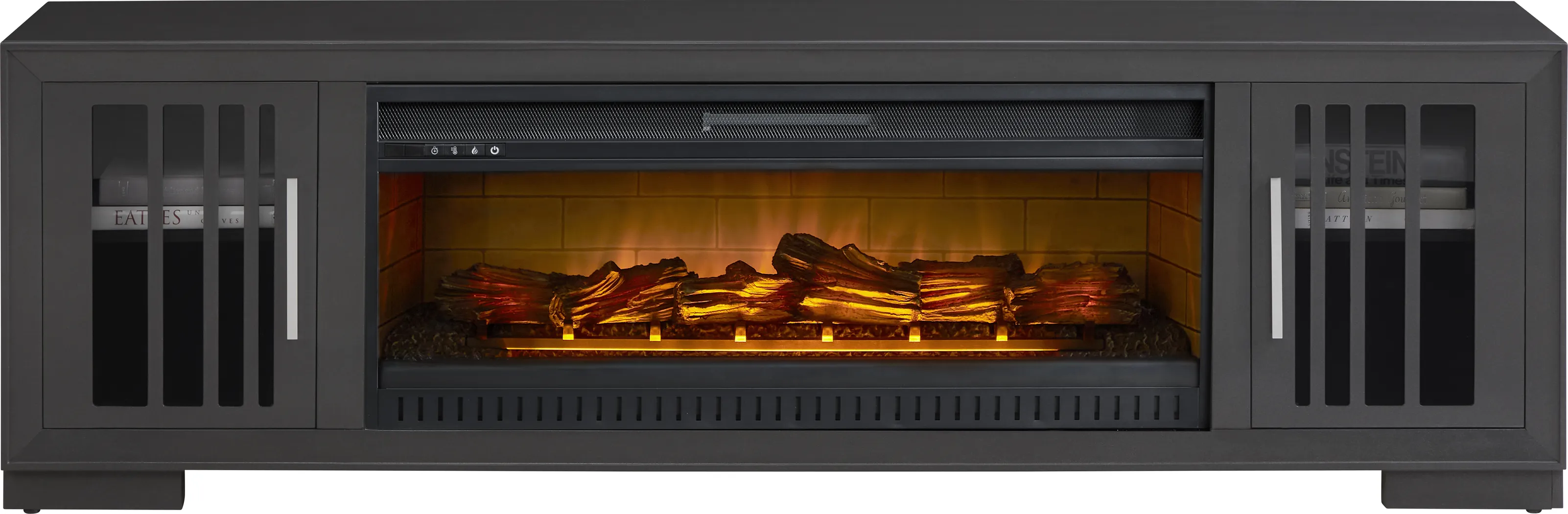 Wyndell Way Gray 78 in. Console with Electric Fireplace - Thumbnail - Image 2