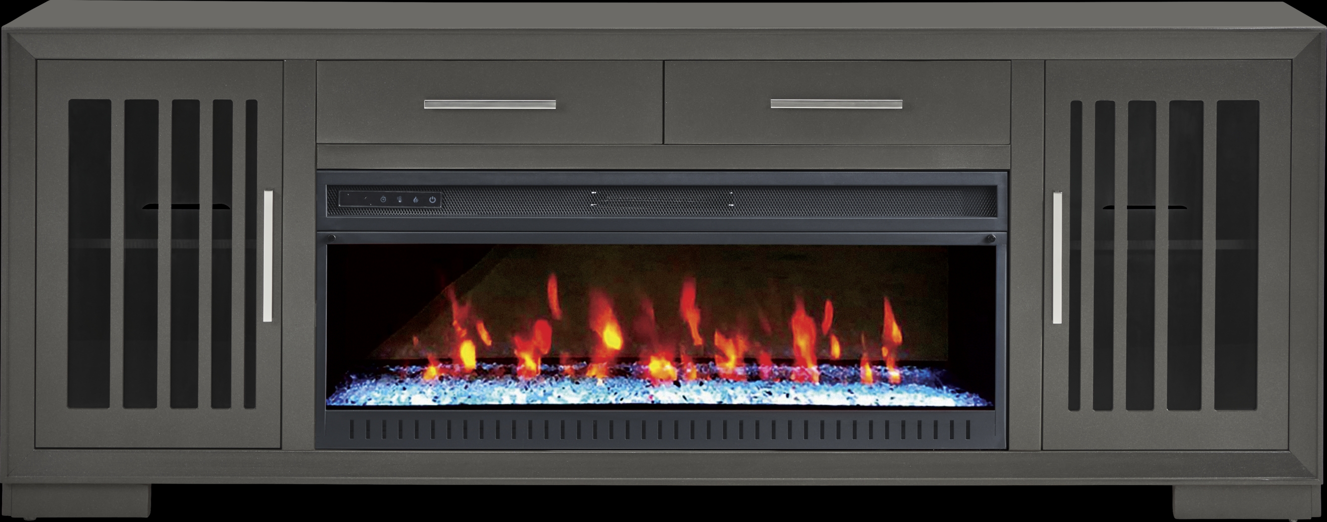 Wyndell Way Gray 81 in. Console with Electric Fireplace - Thumbnail - Image 1