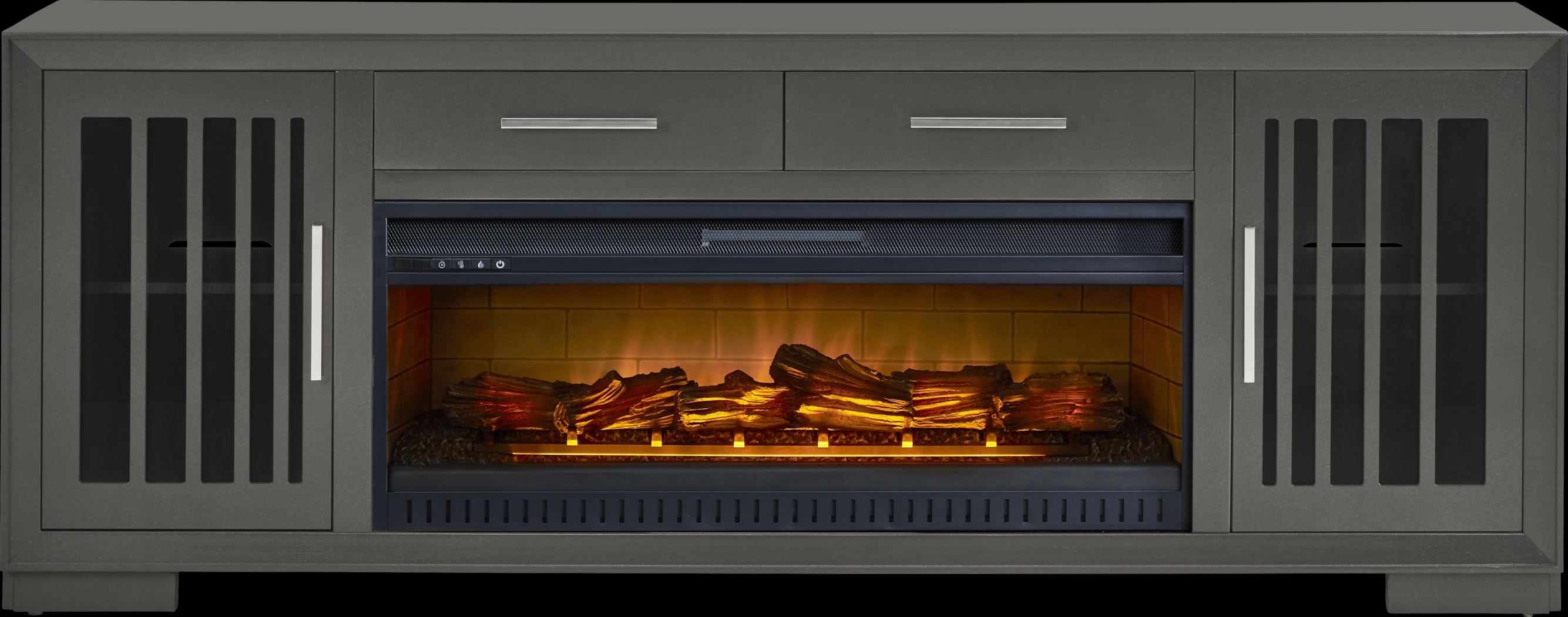 Wyndell Way Gray 81 in. Console with Electric Log Fireplace - Thumbnail - Image 1