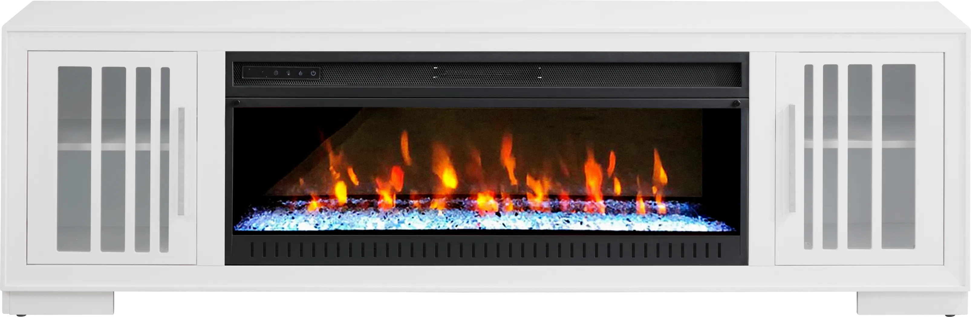 Wyndell Way White 78 in. Console with Electric Fireplace - Thumbnail - Image 1