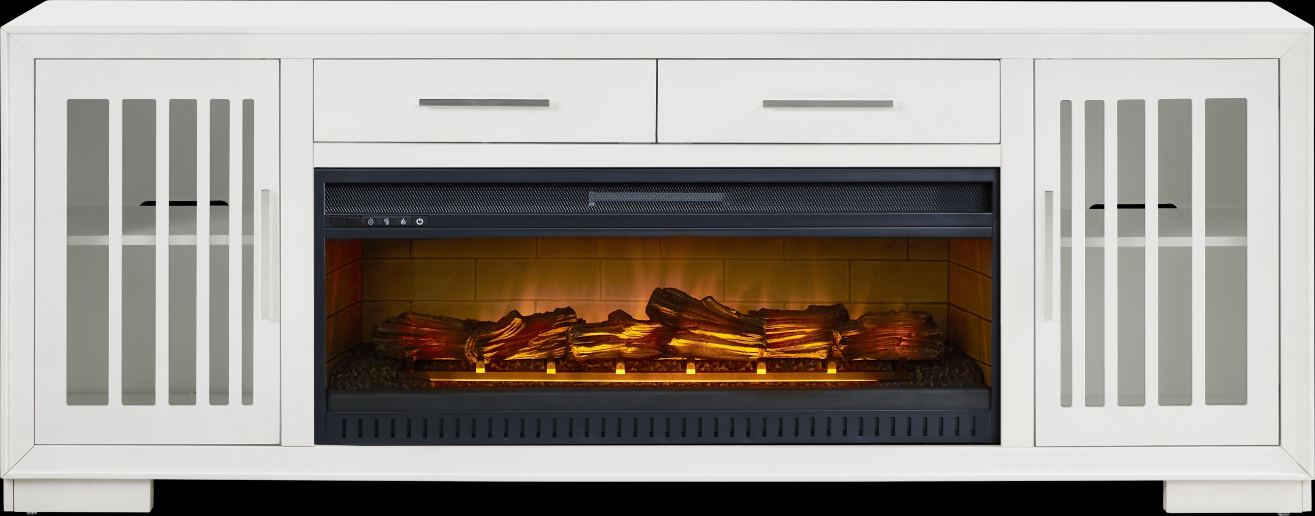 Wyndell Way White 81 in. Console with Electric Log Fireplace - Thumbnail - Image 1