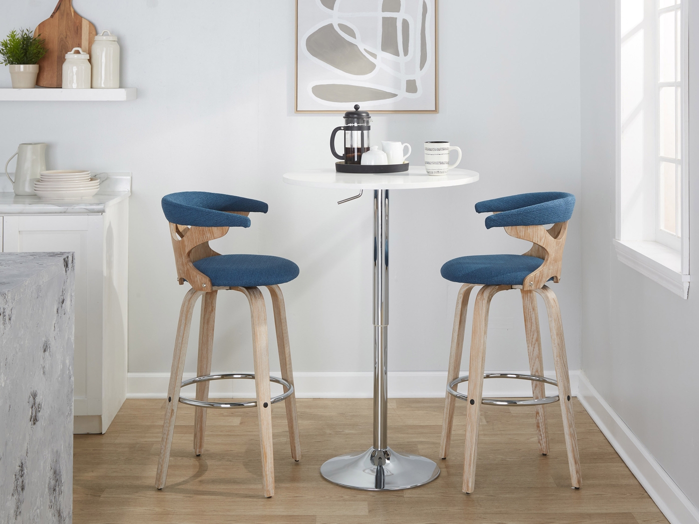 Wyndmoor II Blue Swivel Barstool, Set of 2 - Thumbnail - Image 2