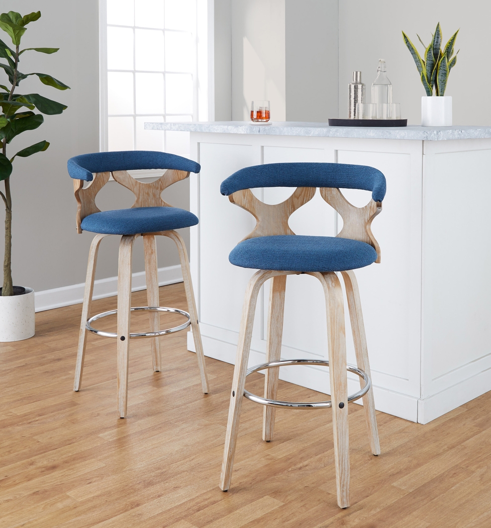 Wyndmoor II Blue Swivel Barstool, Set of 2 - Thumbnail - Image 4