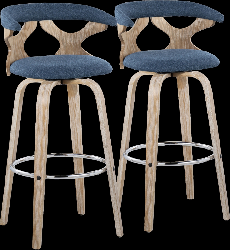 Wyndmoor II Blue Swivel Barstool, Set of 2 - Thumbnail - Image 1