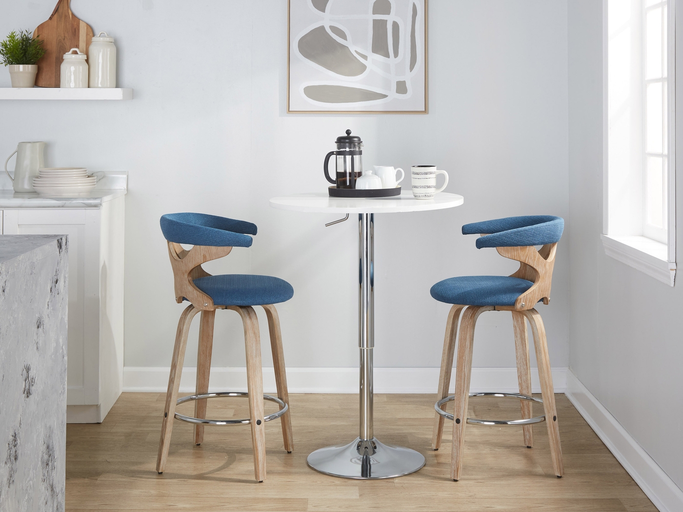 Wyndmoor II Blue Swivel Counter Height Stool, Set of 2 - Thumbnail - Image 2