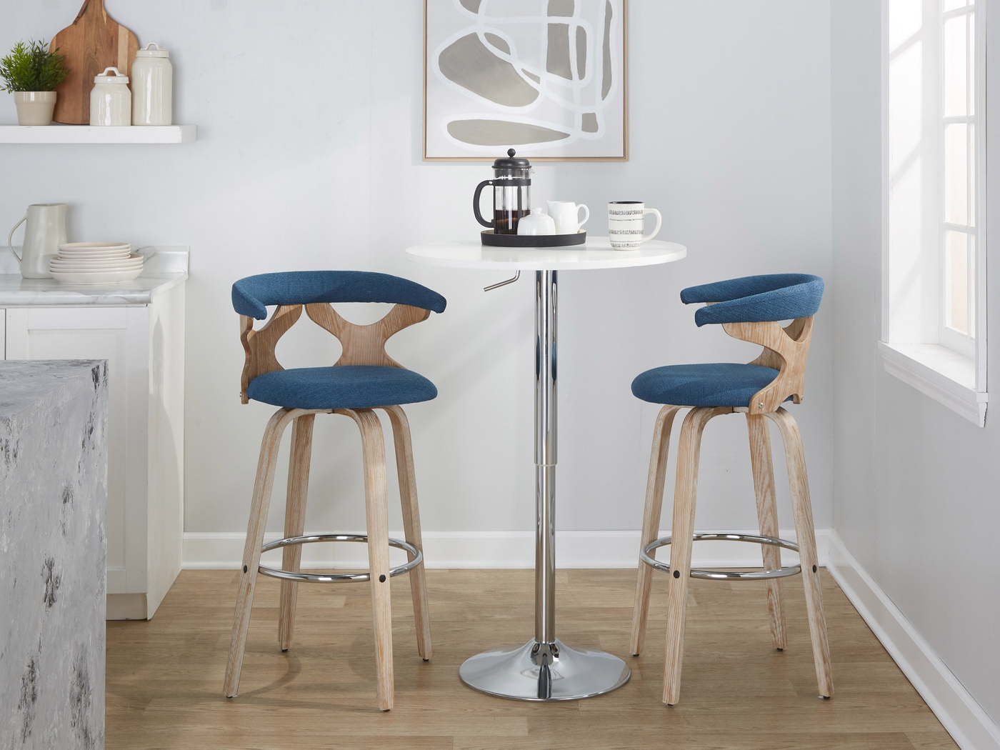 Wyndmoor II Blue Swivel Counter Height Stool, Set of 2 - Thumbnail - Image 3