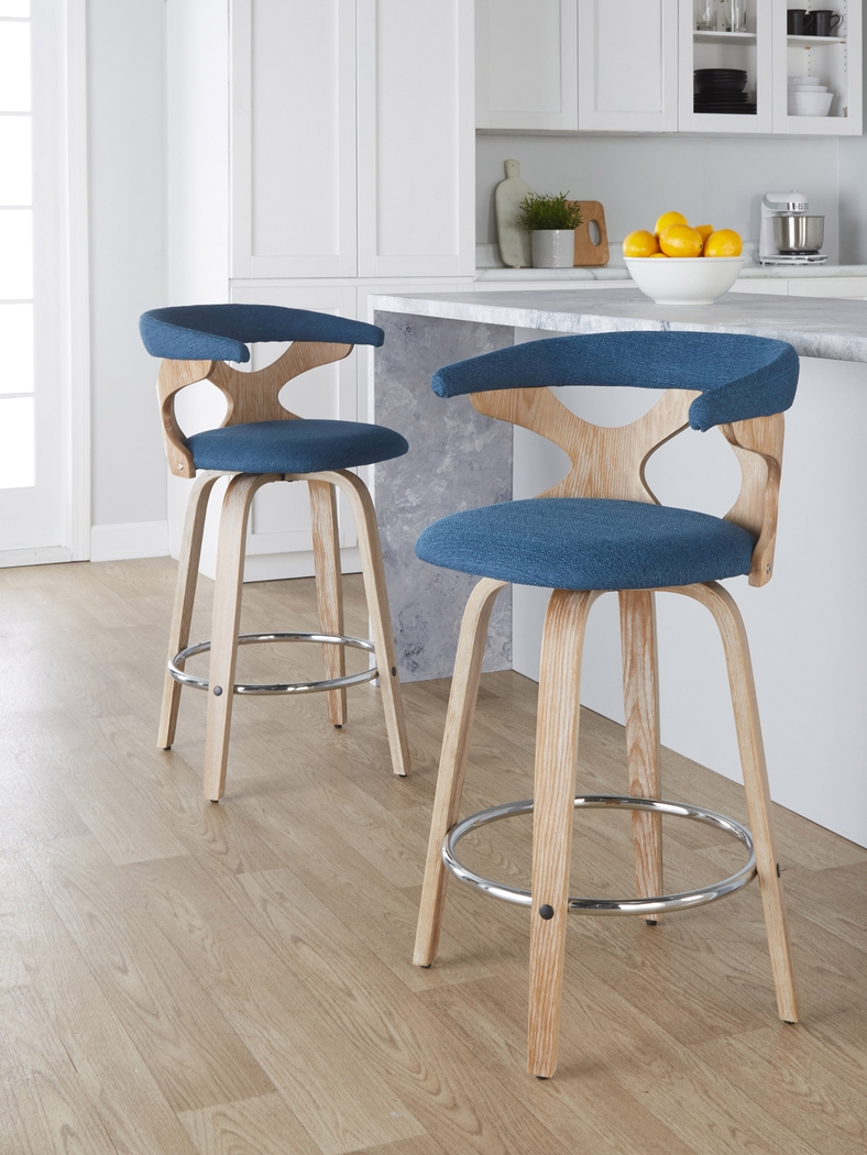 Wyndmoor II Blue Swivel Counter Height Stool, Set of 2 - Thumbnail - Image 4