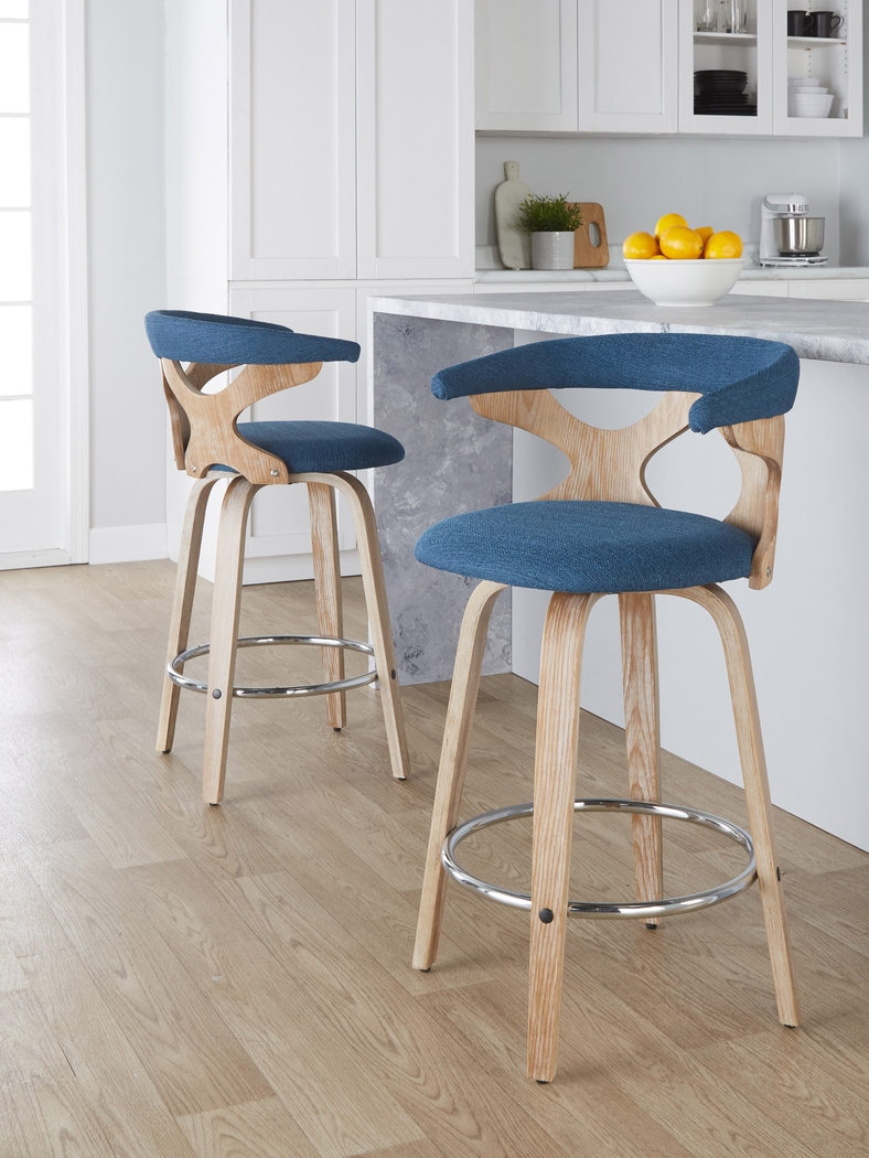 Wyndmoor II Blue Swivel Counter Height Stool, Set of 2 - Thumbnail - Image 5