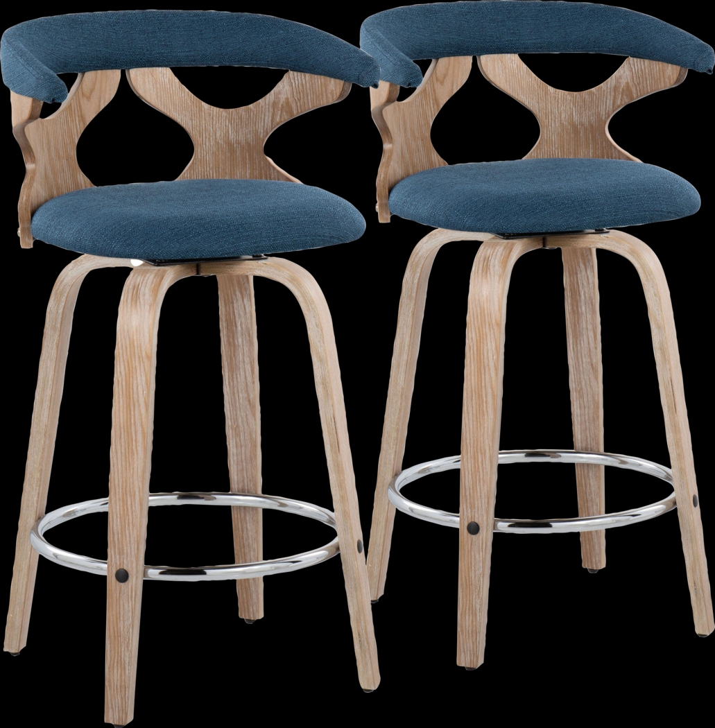Wyndmoor II Blue Swivel Counter Height Stool, Set of 2 - Thumbnail - Image 1