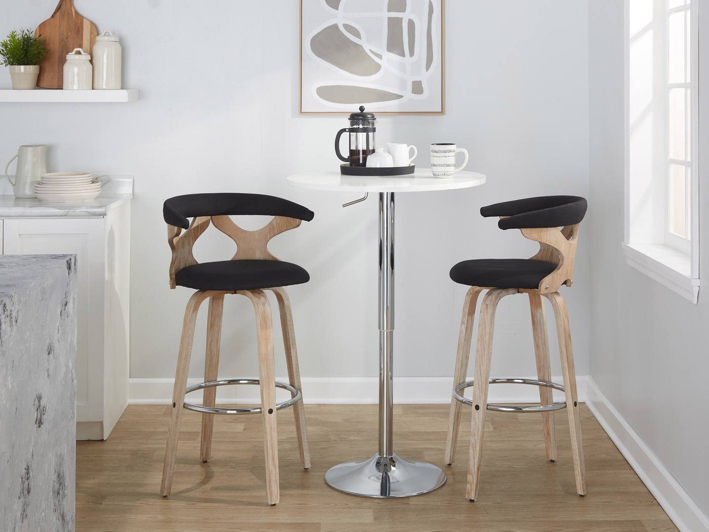 Wyndmoor II Charcoal Swivel Barstool, Set of 2 - Thumbnail - Image 2