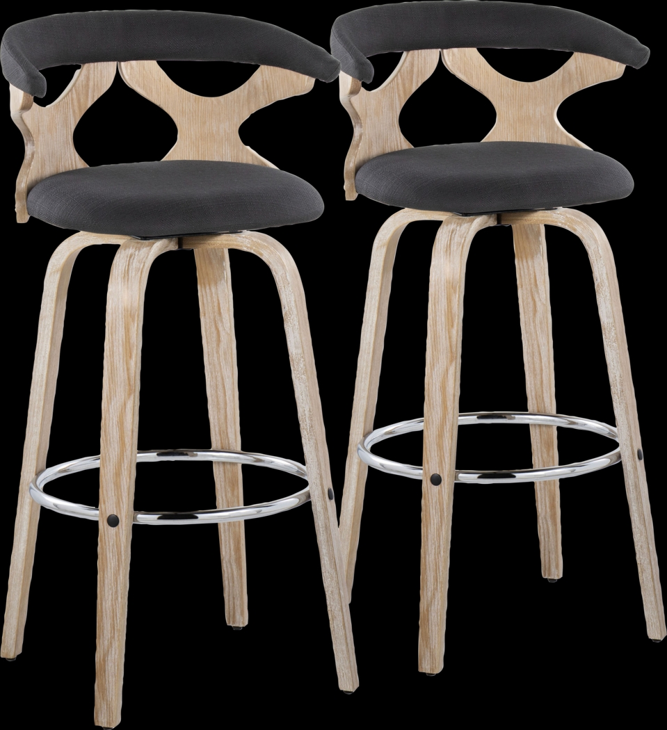 Wyndmoor II Charcoal Swivel Barstool, Set of 2 - Thumbnail - Image 1