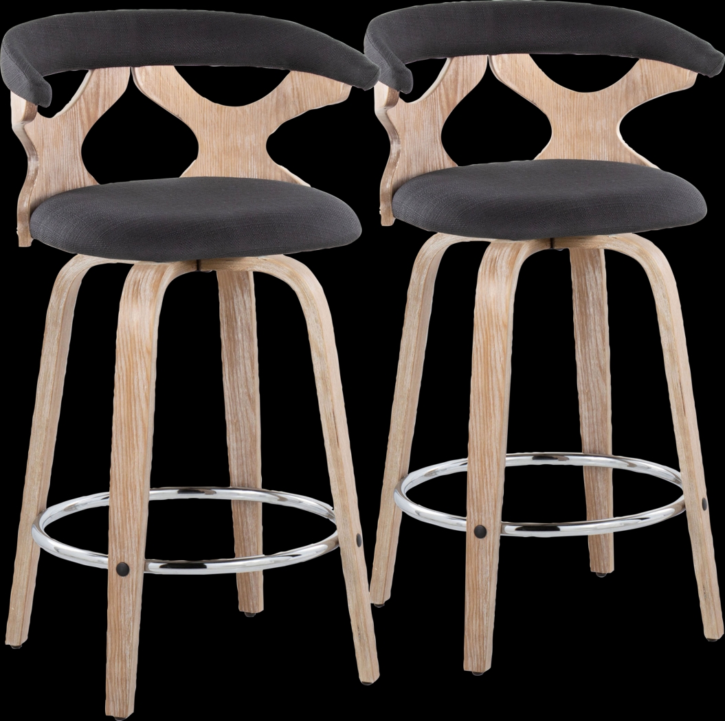 Wyndmoor II Charcoal Swivel Counter Height Stool, Set of 2 - Thumbnail - Image 1