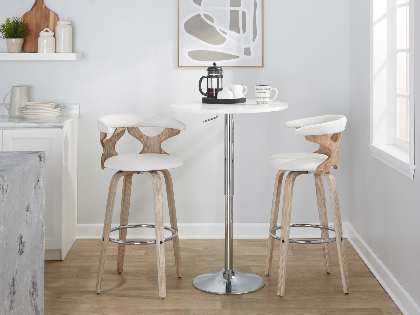 Wyndmoor II Cream Swivel Barstool, Set of 2 - Thumbnail - Image 3