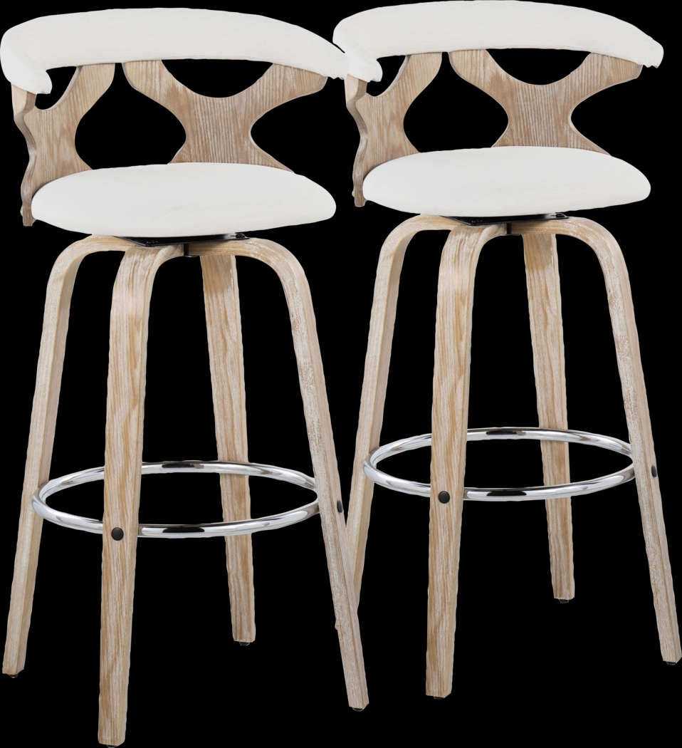 Wyndmoor II Cream Swivel Barstool, Set of 2 - Thumbnail - Image 1