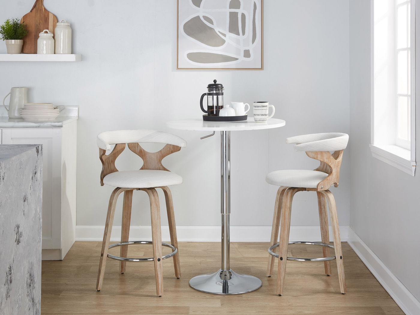 Wyndmoor II Cream Swivel Counter Height Stool, Set of 2 - Thumbnail - Image 2