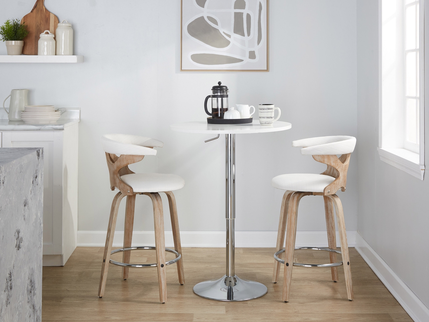 Wyndmoor II Cream Swivel Counter Height Stool, Set of 2 - Thumbnail - Image 3