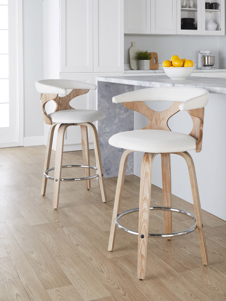Wyndmoor II Cream Swivel Counter Height Stool, Set of 2 - Thumbnail - Image 4