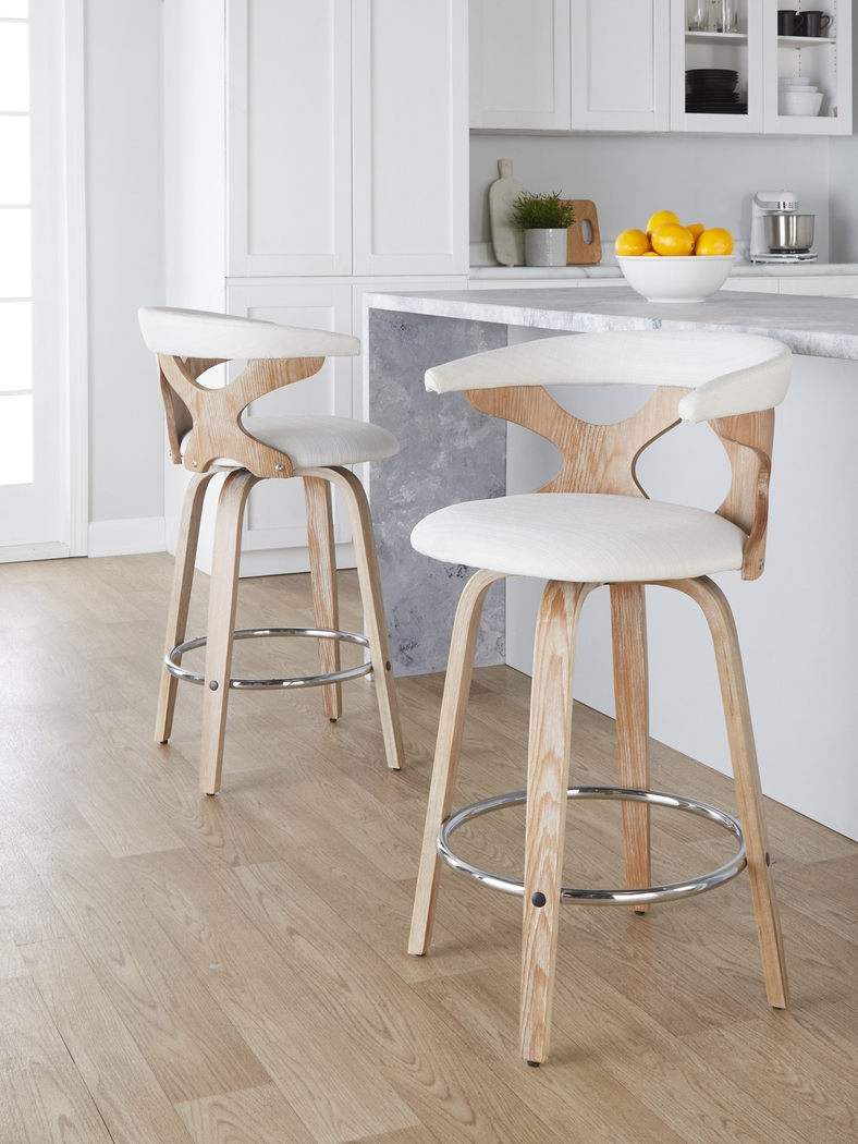 Wyndmoor II Cream Swivel Counter Height Stool, Set of 2 - Thumbnail - Image 5