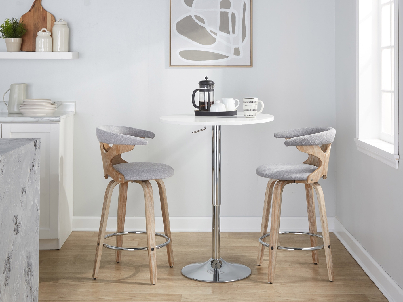 Wyndmoor II Gray Swivel Counter Height Stool, Set of 2 - Thumbnail - Image 2