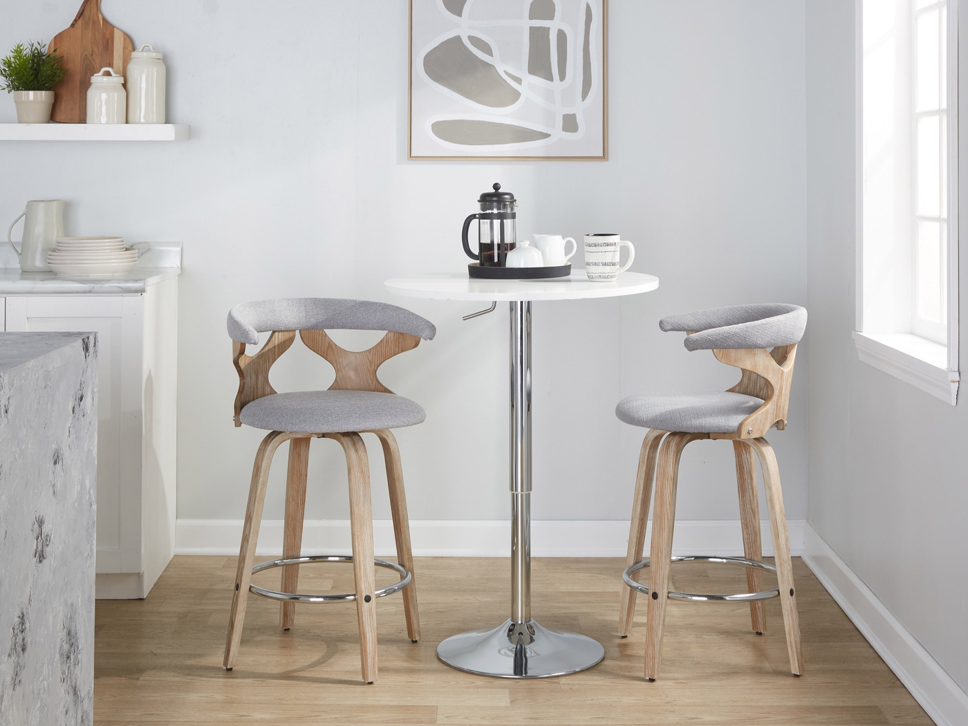 Wyndmoor II Gray Swivel Counter Height Stool, Set of 2 - Thumbnail - Image 3