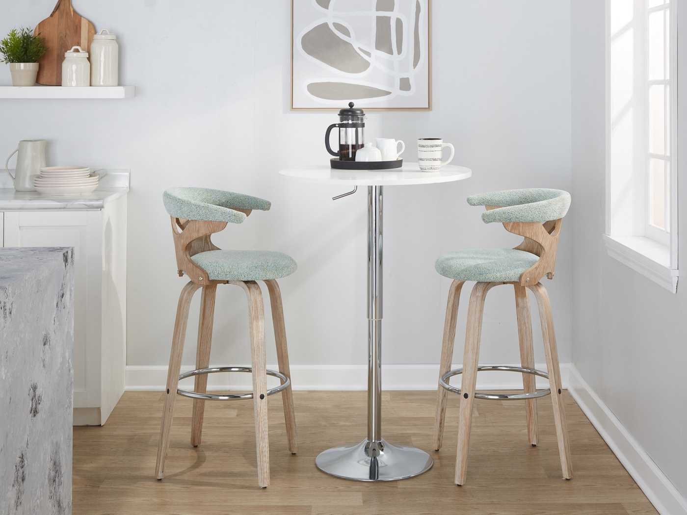 Wyndmoor II Seafoam Swivel Barstool, Set of 2 - Thumbnail - Image 2