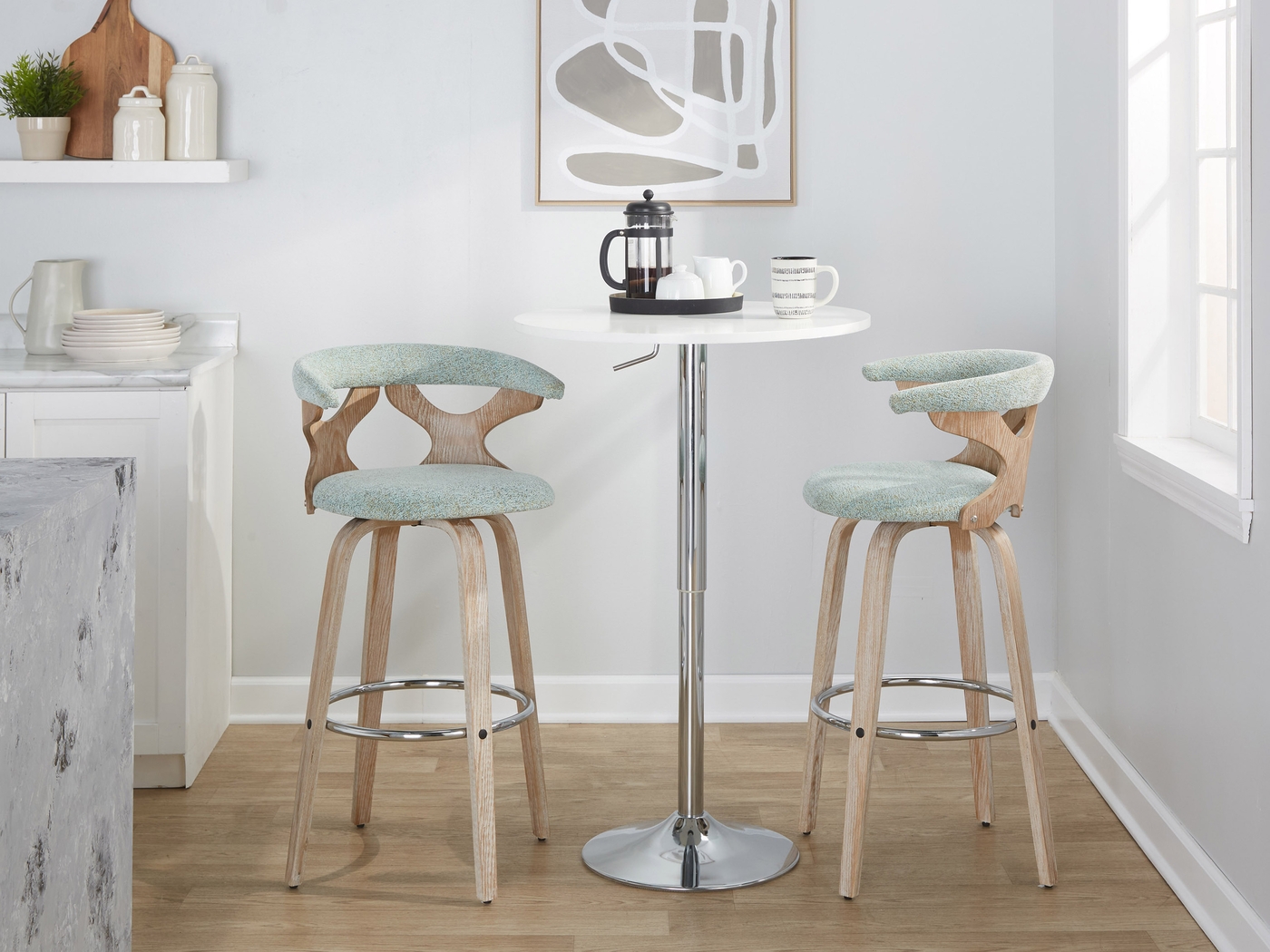 Wyndmoor II Seafoam Swivel Barstool, Set of 2 - Thumbnail - Image 3