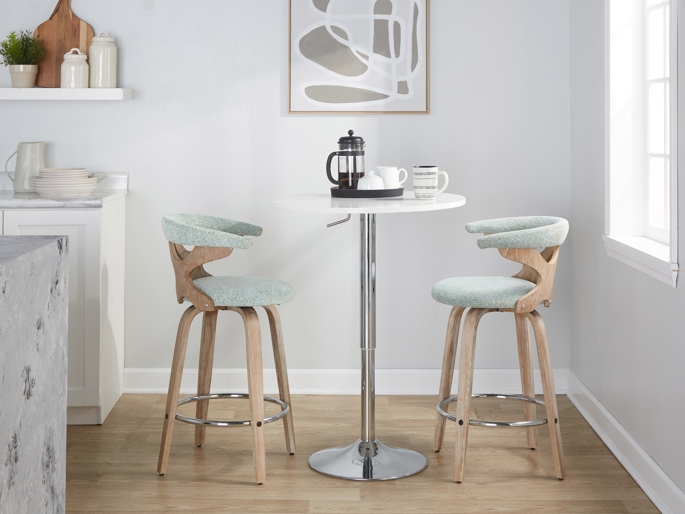 Wyndmoor II Seafoam Swivel Counter Height Stool, Set of 2 - Thumbnail - Image 2