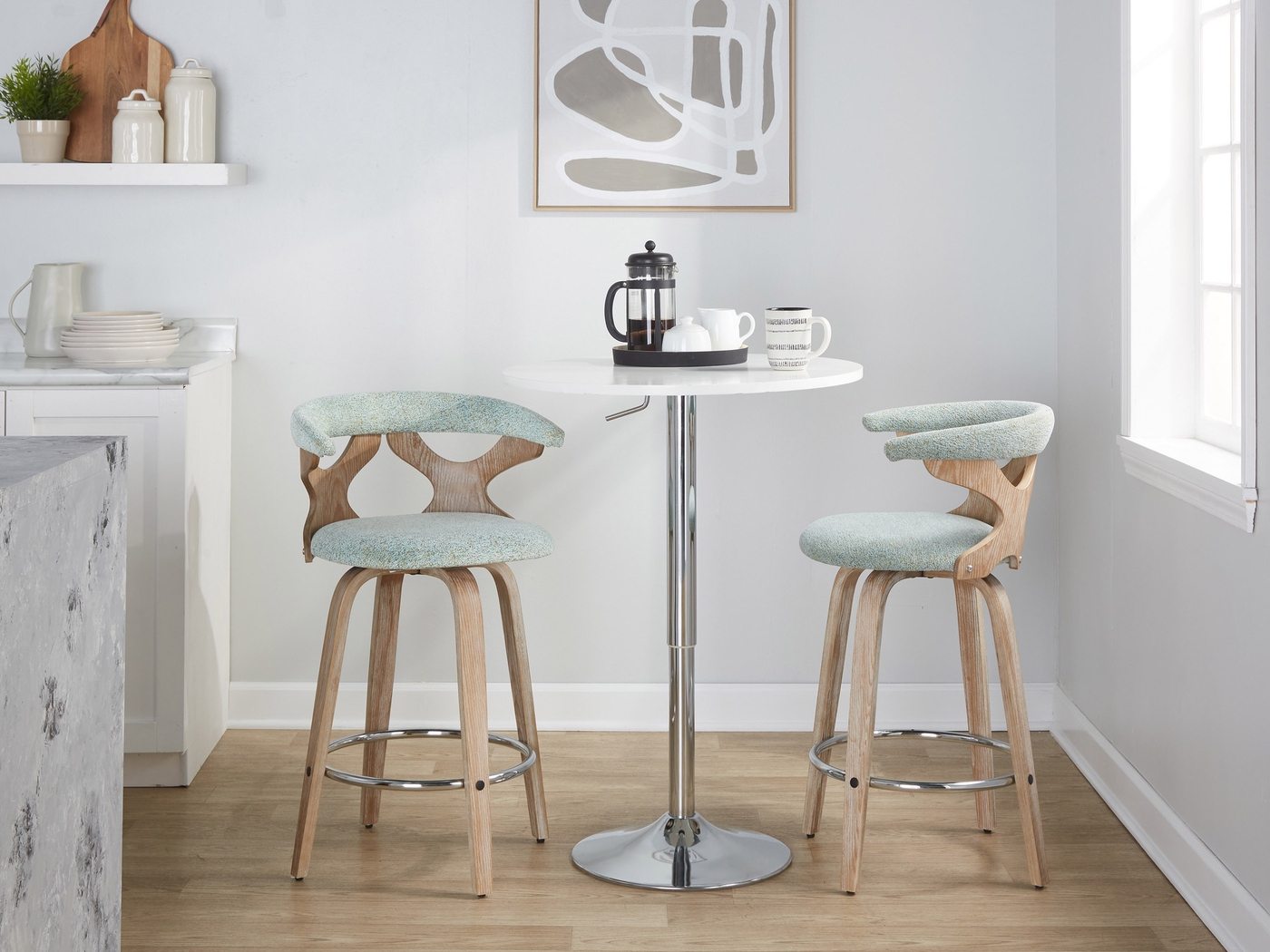 Wyndmoor II Seafoam Swivel Counter Height Stool, Set of 2 - Thumbnail - Image 3