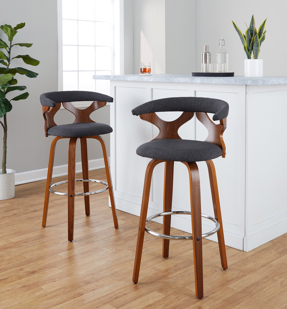Wyndmoor III Charcoal Swivel Barstool, Set of 2 - Thumbnail - Image 2