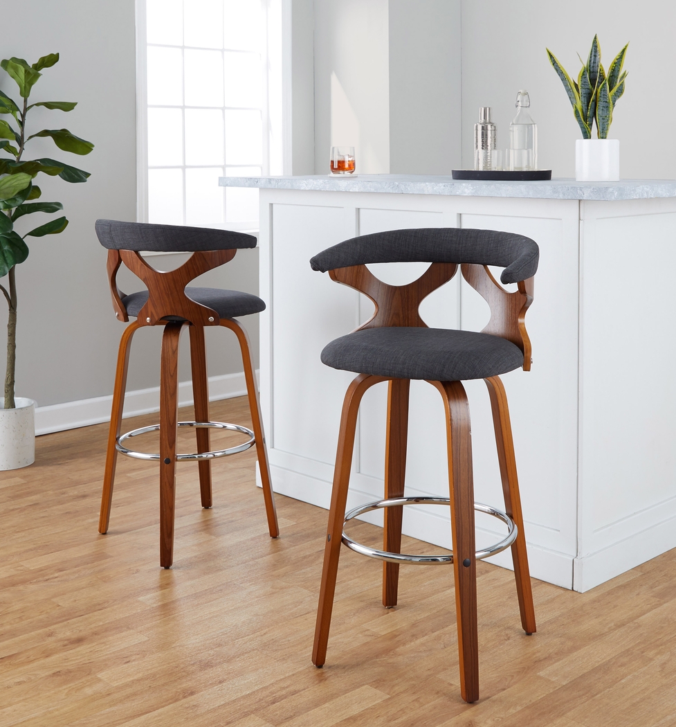 Wyndmoor III Charcoal Swivel Barstool, Set of 2 - Thumbnail - Image 3