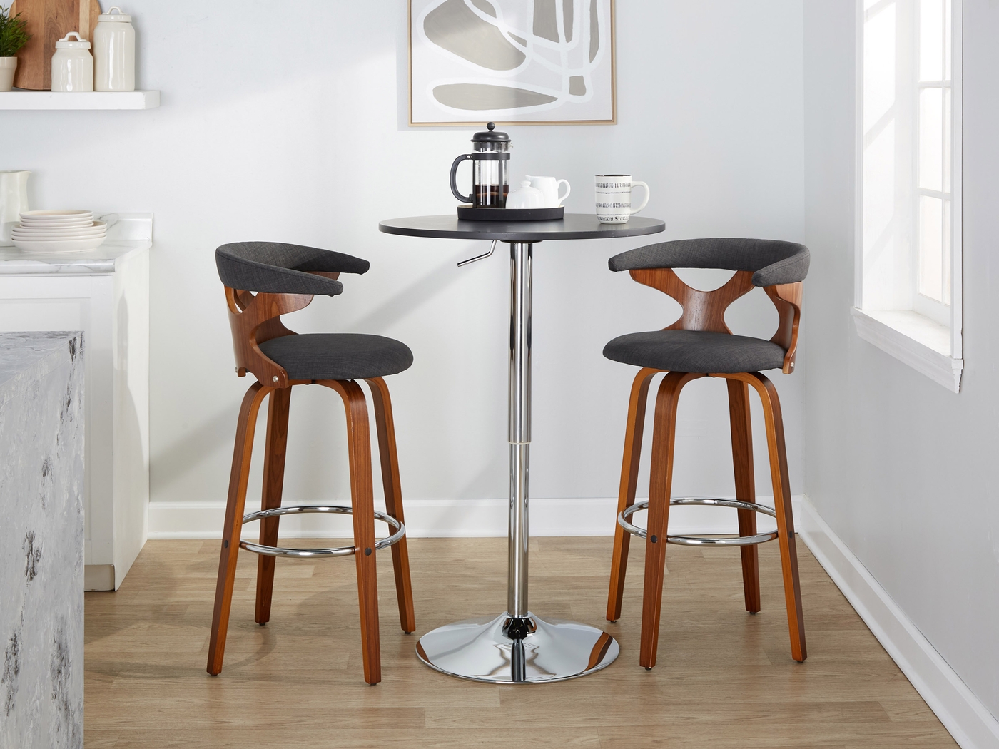 Wyndmoor III Charcoal Swivel Barstool, Set of 2 - Thumbnail - Image 4